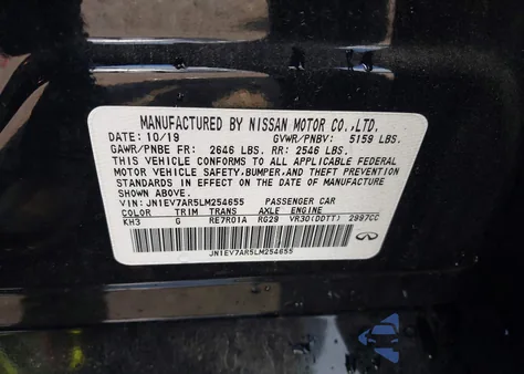 2020 Infiniti Q50 Sport Awd from USA, damaged, VIN JN1EV7AR5LM254655